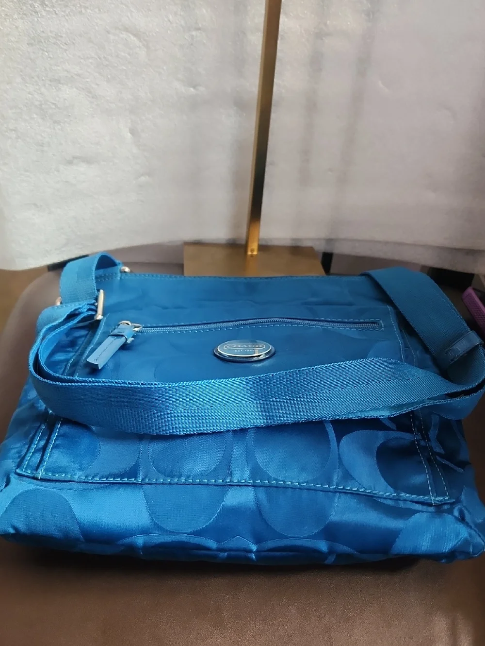 Coach Euc 2013 Turquoise Blue Signature Crossbody Bag - Picture 8 of 10